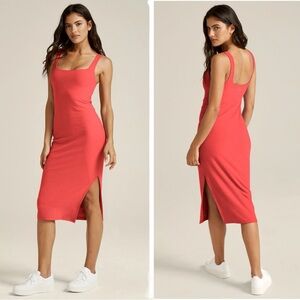 Beyond Yoga Red Midi Dress CORAL GLOW M
